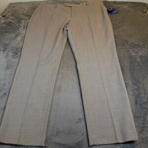 Michael Strahan Tan Micro-Check Modern Fit Wool Blend Dress Pants Mens 42x32 NWT